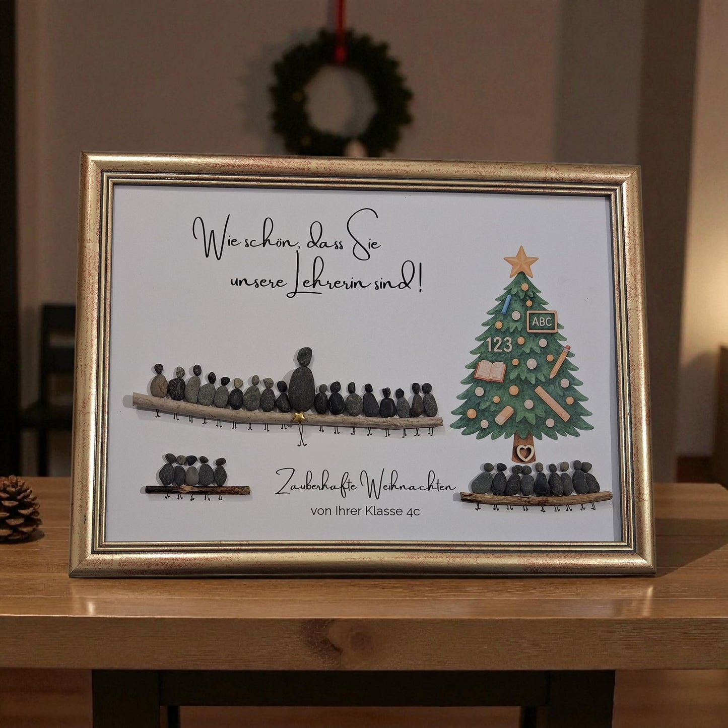 Steinbild Danke Weihnachten für Schule Kita | Personalisiertes Geschenk für Lehrerin