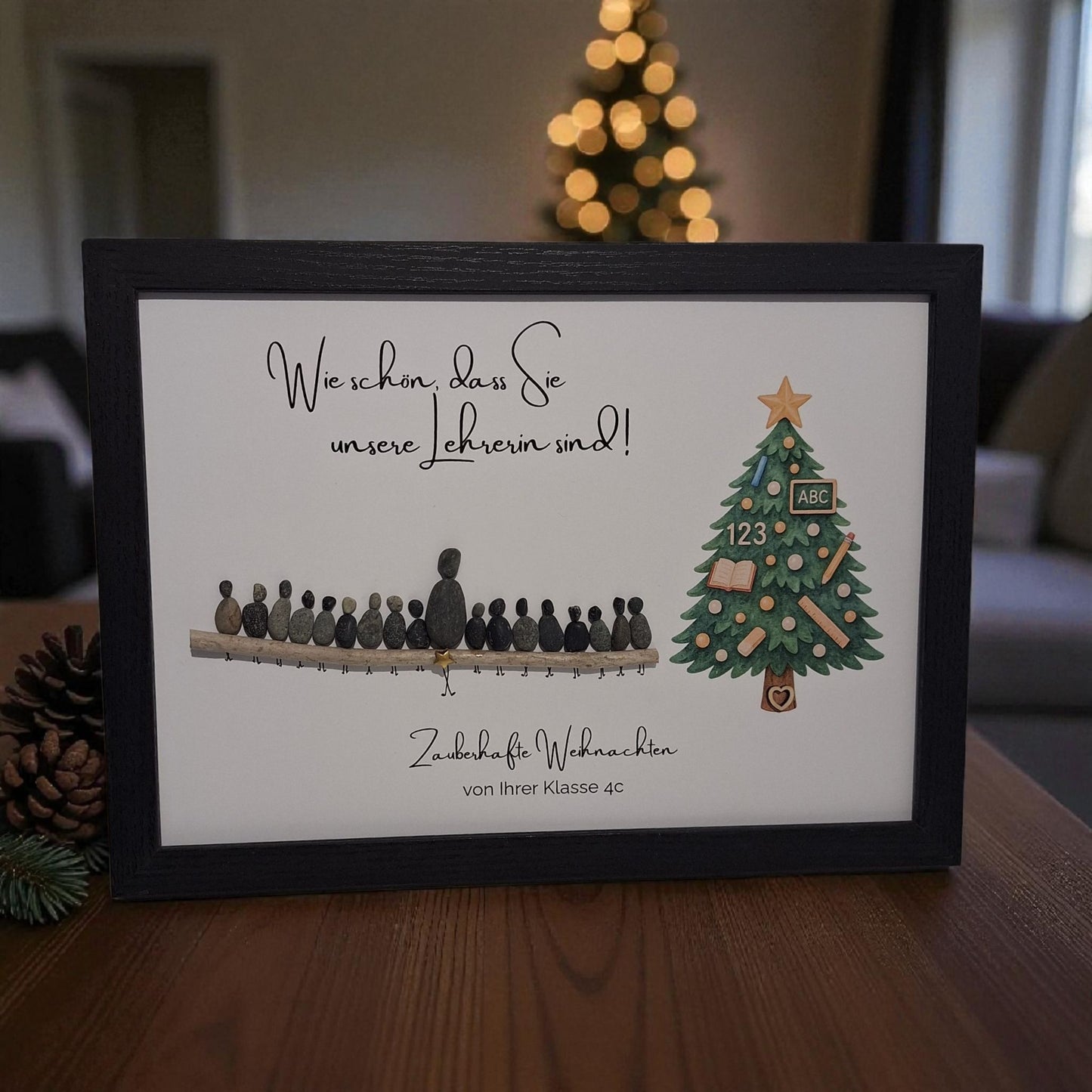 Steinbild Danke Weihnachten für Schule Kita | Personalisiertes Geschenk für Lehrerin