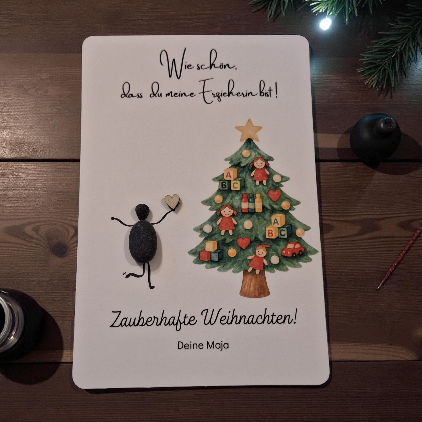 Steinbild Weihnachtskarte / Bilderrahmen / Geschenktüte / Geschenkbox für KITA / Schule / Tagesmutter zur Auswahl