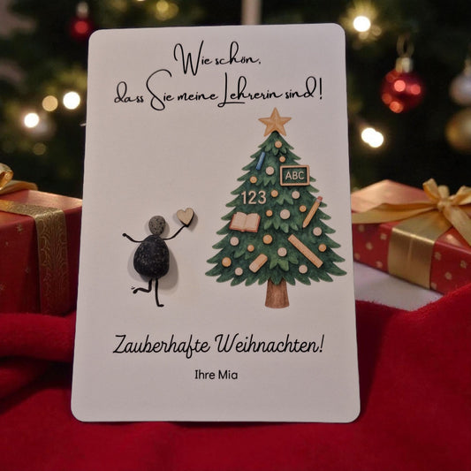 Steinbild Weihnachtskarte / Bilderrahmen / Geschenktüte / Geschenkbox für KITA / Schule / Tagesmutter zur Auswahl