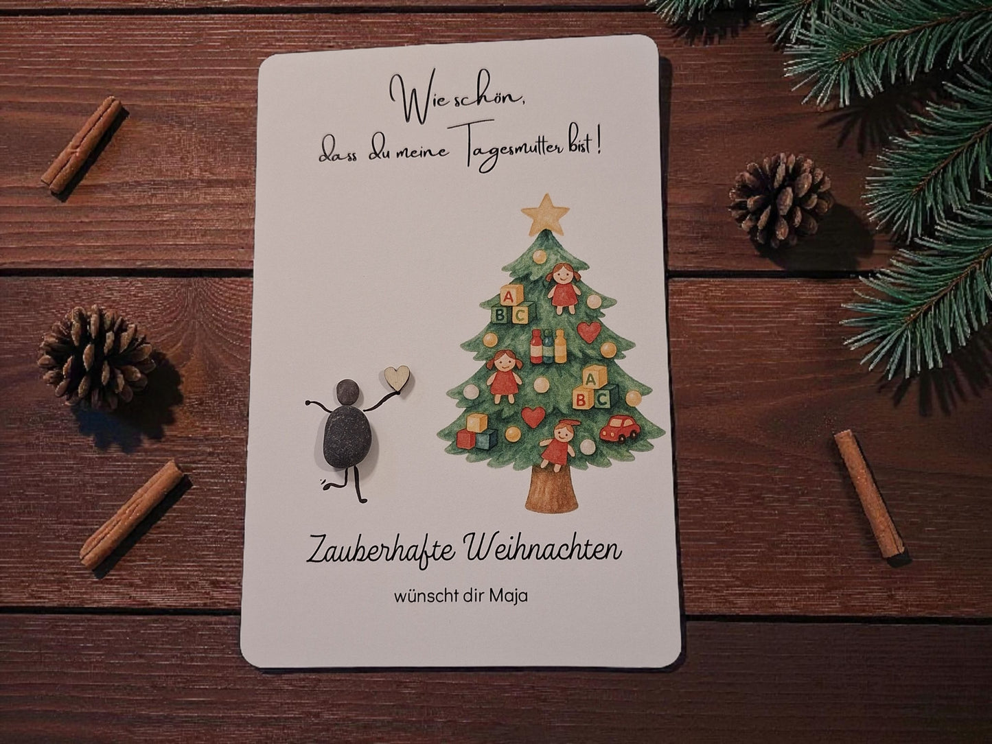Steinbild Weihnachtskarte / Bilderrahmen / Geschenktüte / Geschenkbox für KITA / Schule / Tagesmutter zur Auswahl