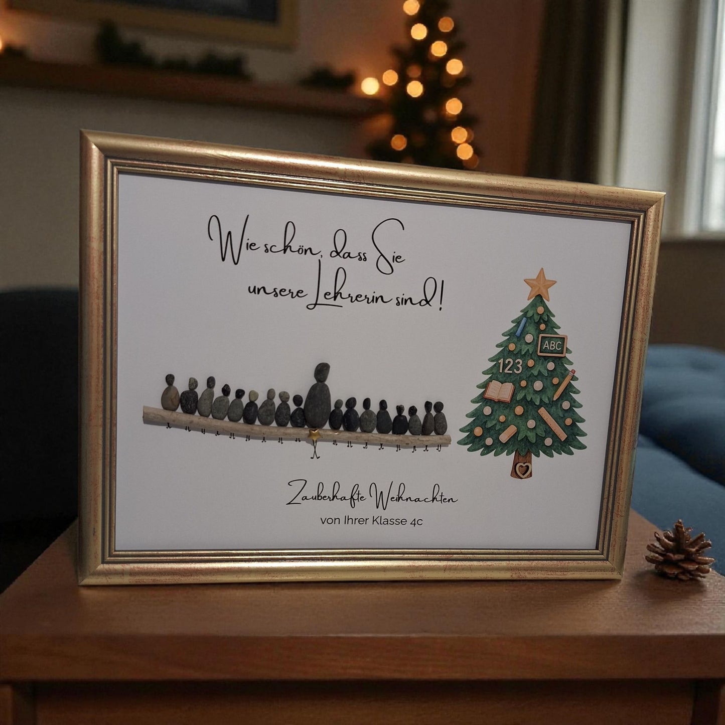 Steinbild Danke Weihnachten für Schule Kita | Personalisiertes Geschenk für Lehrerin