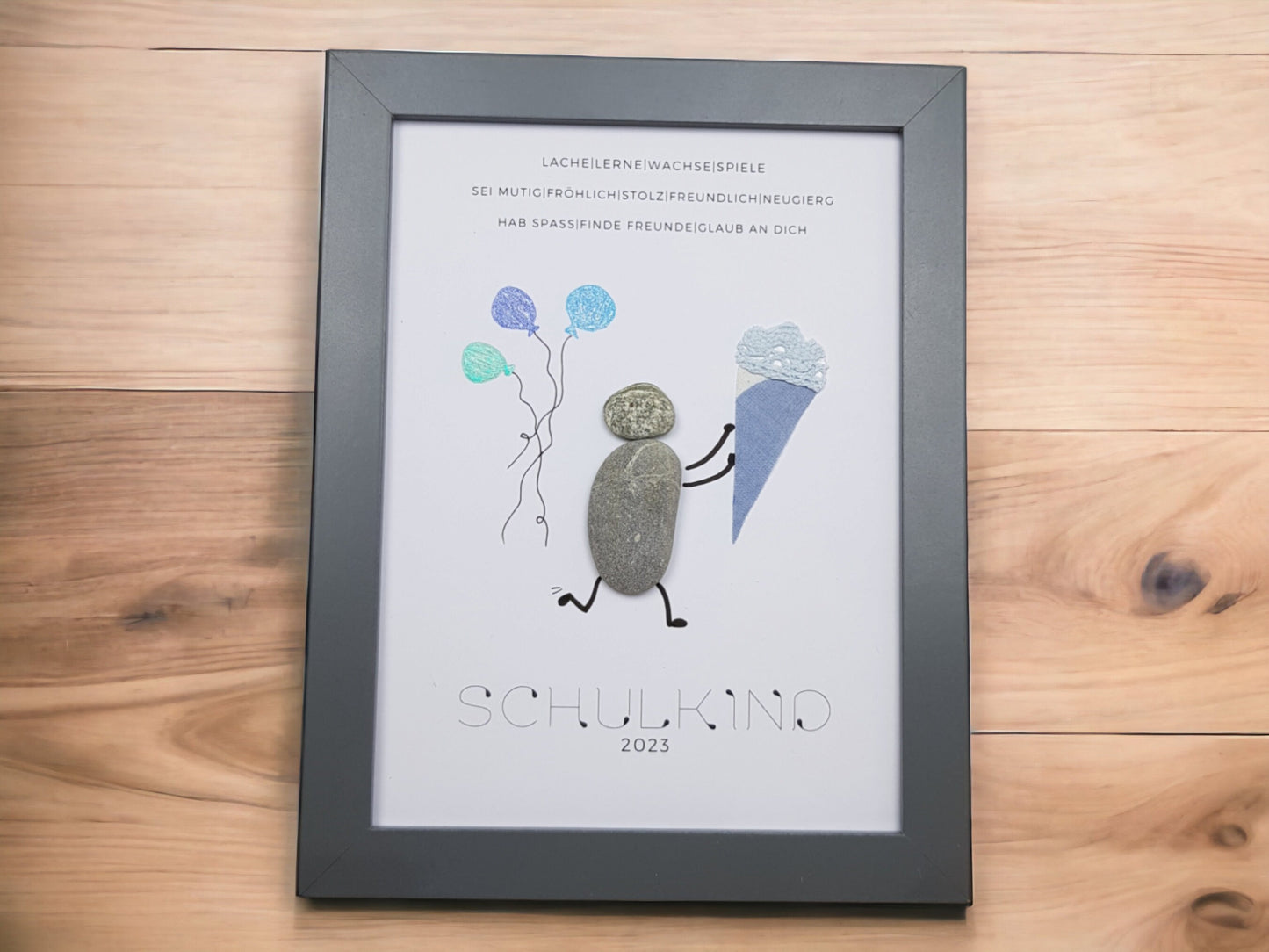Steinbild Einschulung personalisiert | Geschenk zum ersten Schultag mit Schultüte