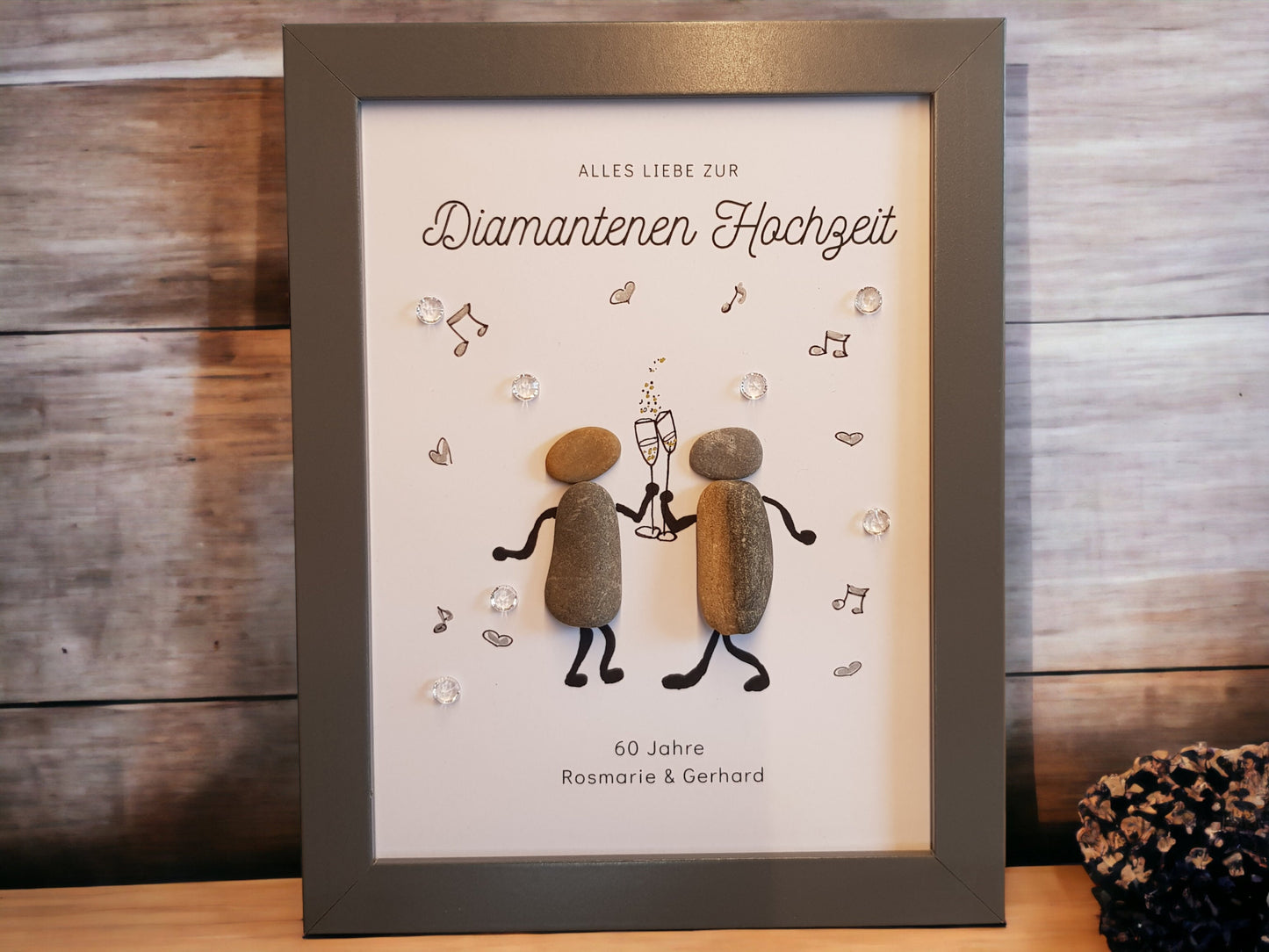 Steinbild Diamantene Hochzeit personalisiert | Geschenk 60. Hochzeitstag