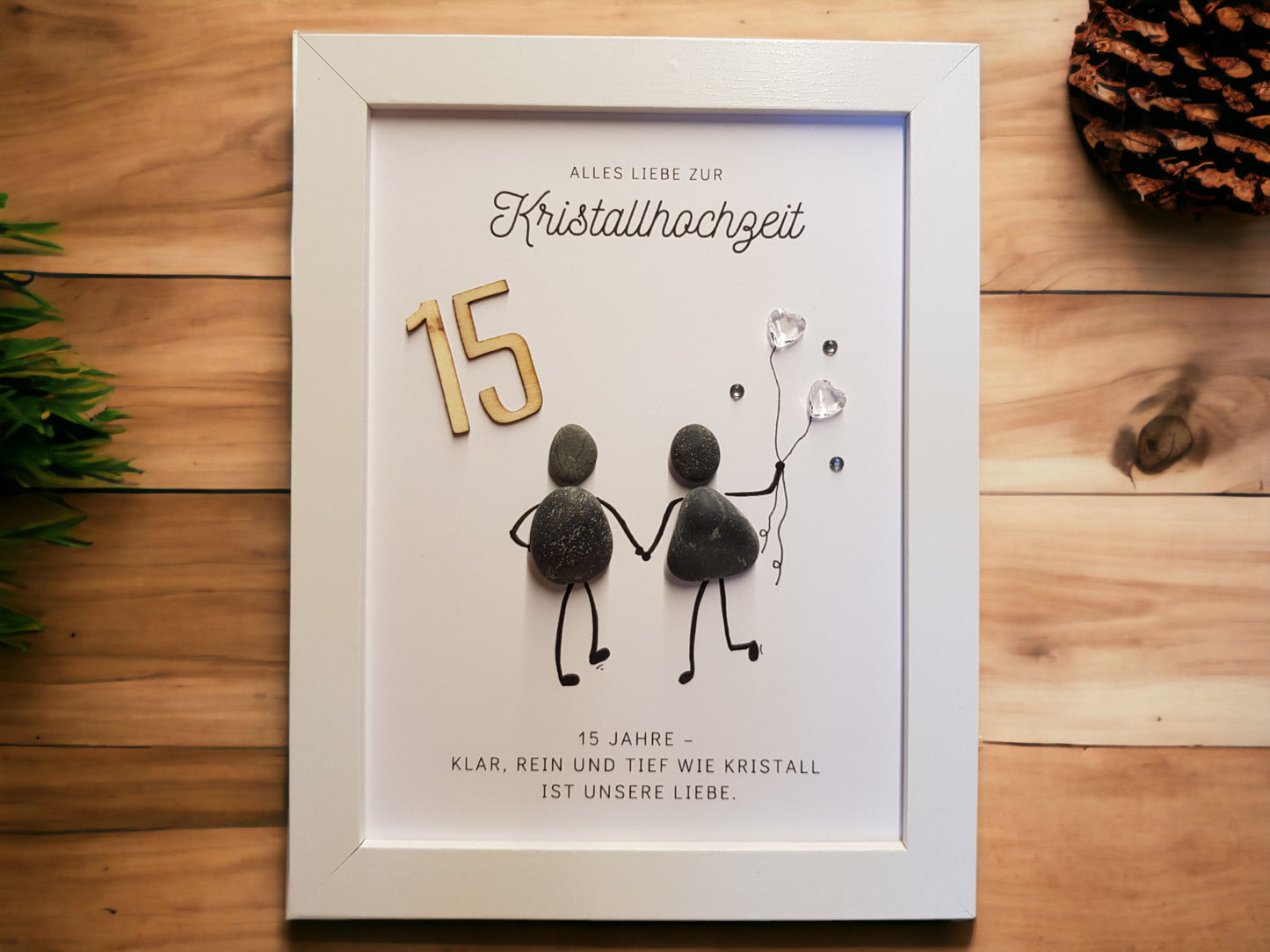 Steinbild Kristallhochzeit Familienbild | Geschenk zum 15. Hochzeitstag