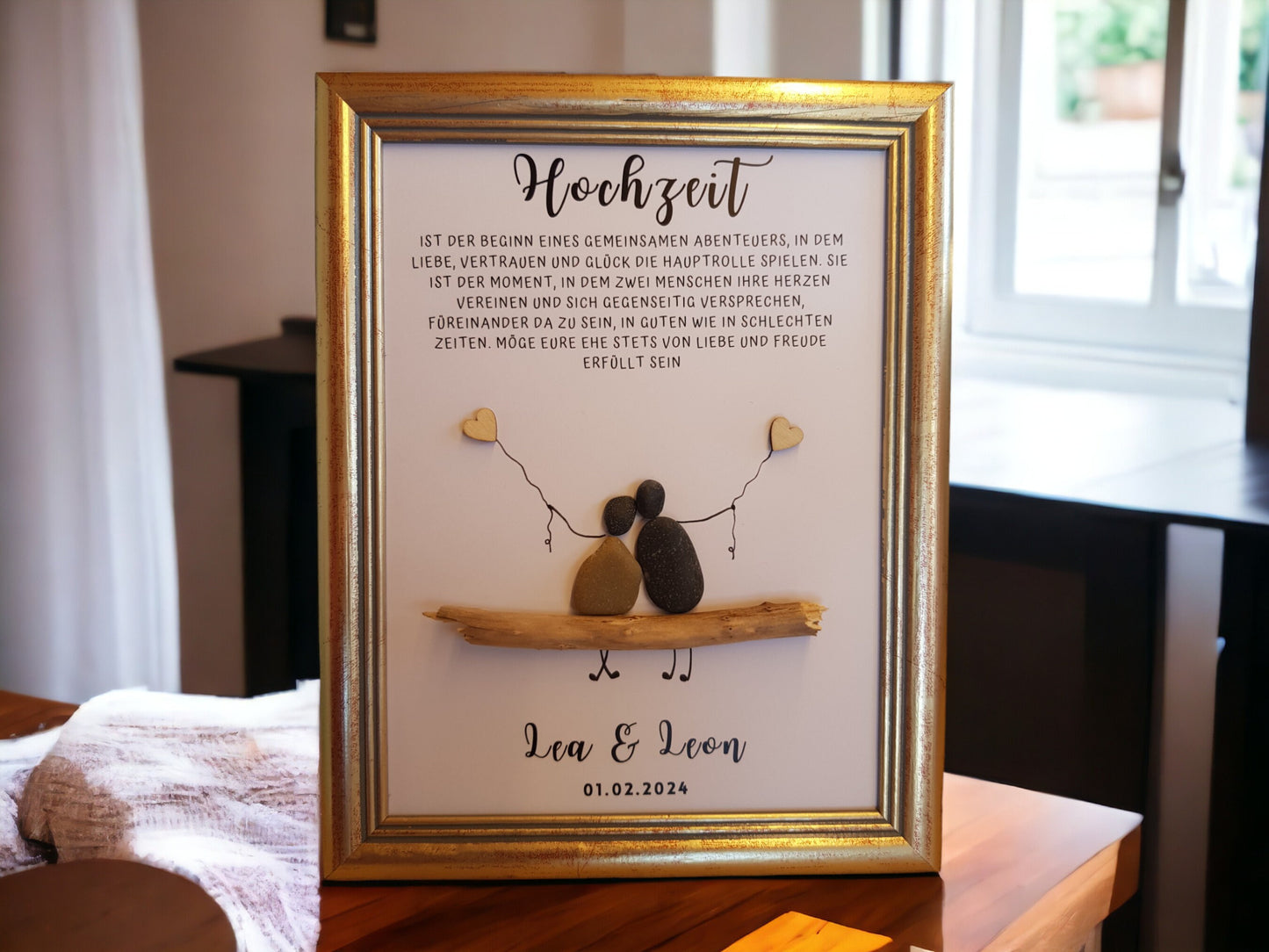 Steinbild Hochzeit Heirat Mr & Mrs | Personalisiertes Geschenk zur Vermählung