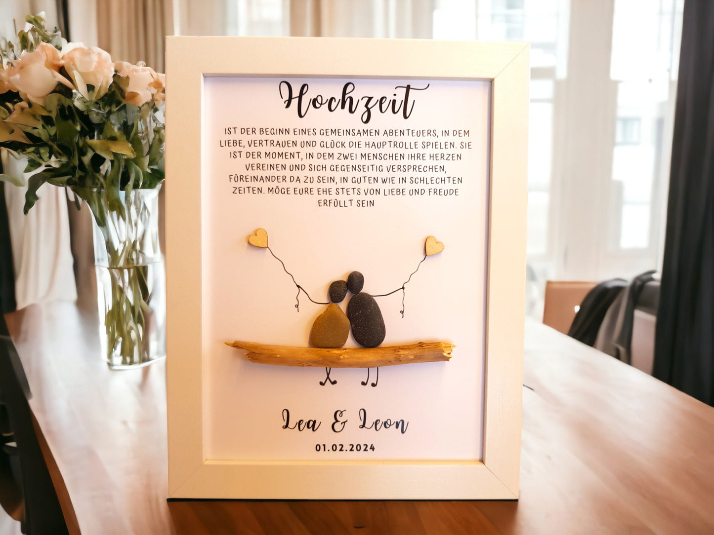 Steinbild Hochzeit Heirat Mr & Mrs | Personalisiertes Geschenk zur Vermählung