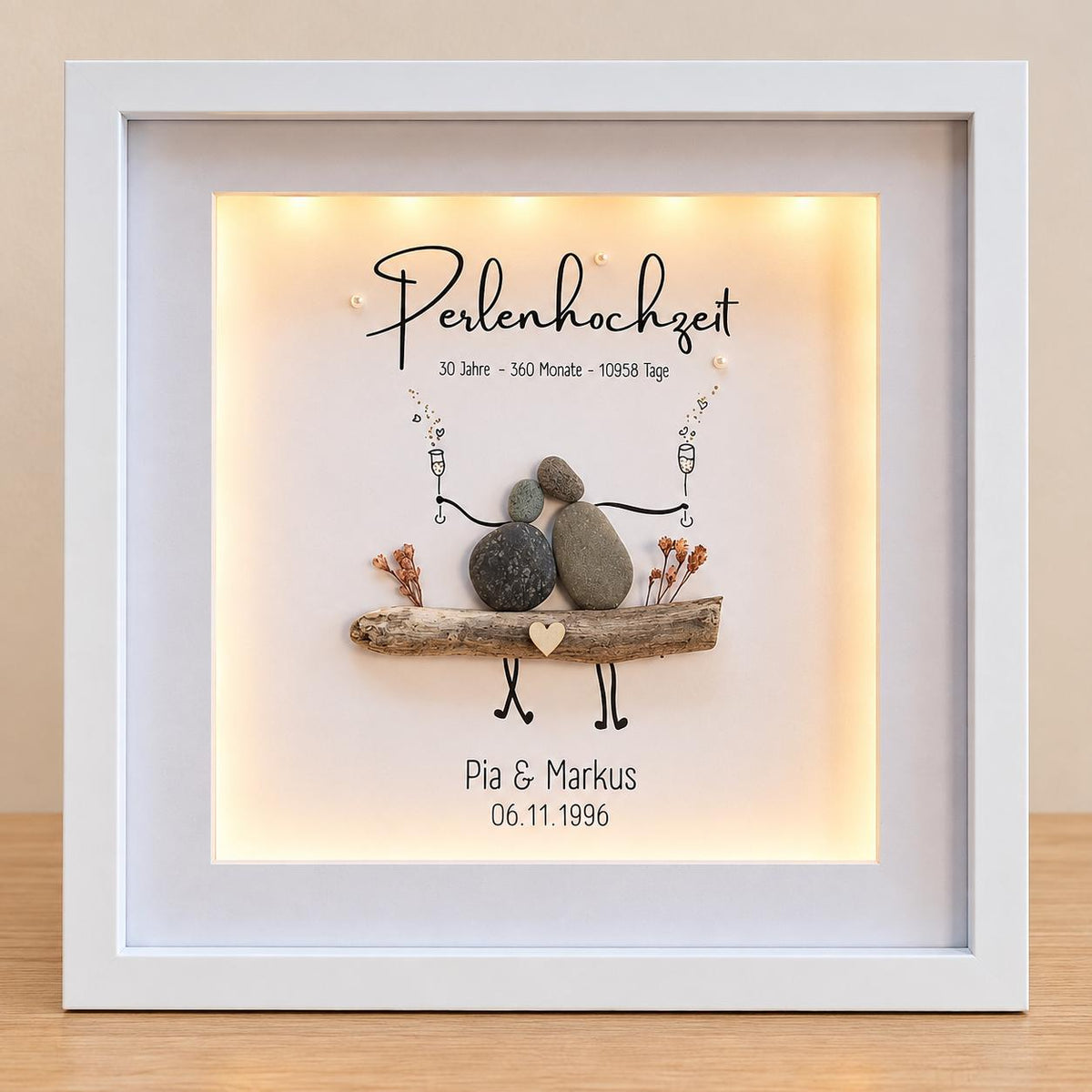 Steinbild zur Perlenhochzeit / zum 30. Hochzeitstag / Jahrestag – Produktansicht 1