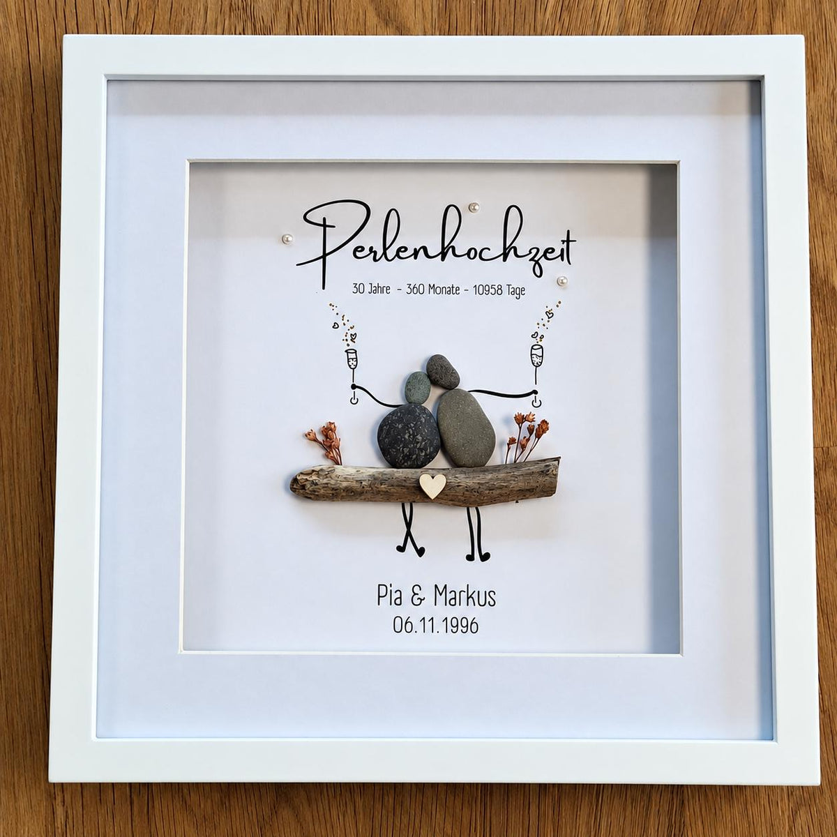 Steinbild zur Perlenhochzeit / zum 30. Hochzeitstag / Jahrestag – Produktansicht 5