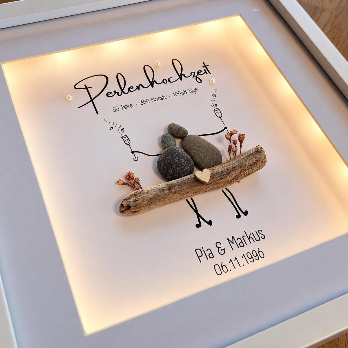 Steinbild zur Perlenhochzeit / zum 30. Hochzeitstag / Jahrestag – Produktansicht 2