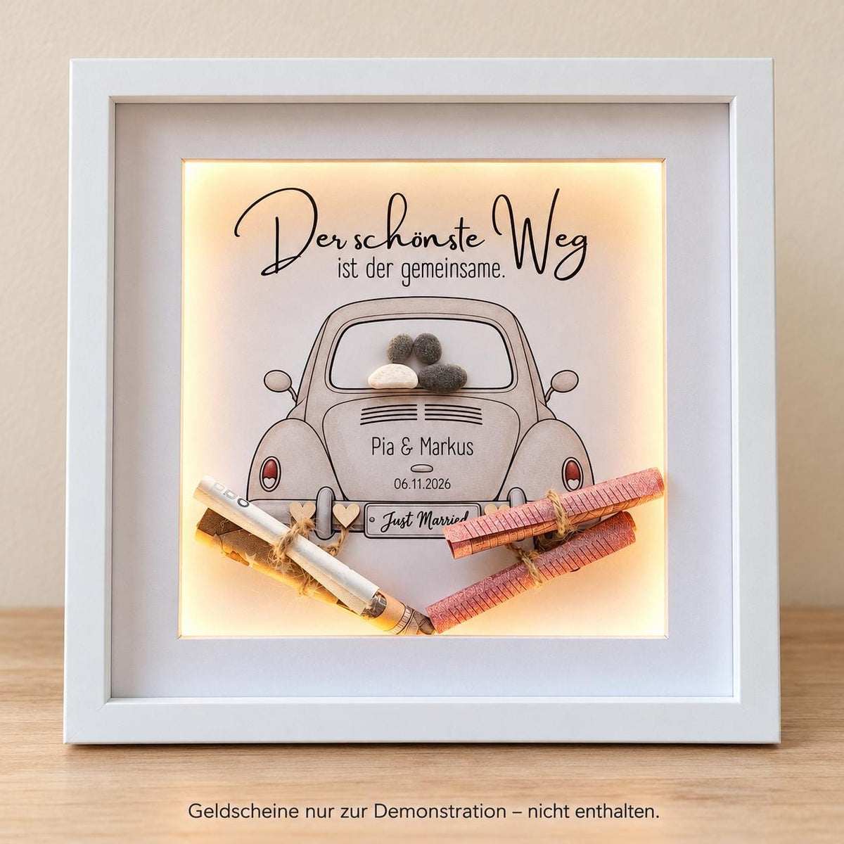 Steinbild als Geldgeschenk zur Hochzeit personalisierbar – Produktansicht 1