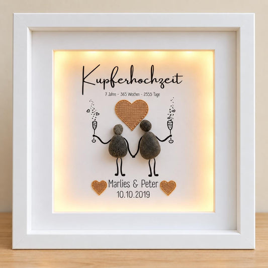 Steinbild als Geschenk zum 7. Hochzeitstag / Kupferhochzeit personalisierbar – Produktansicht 1
