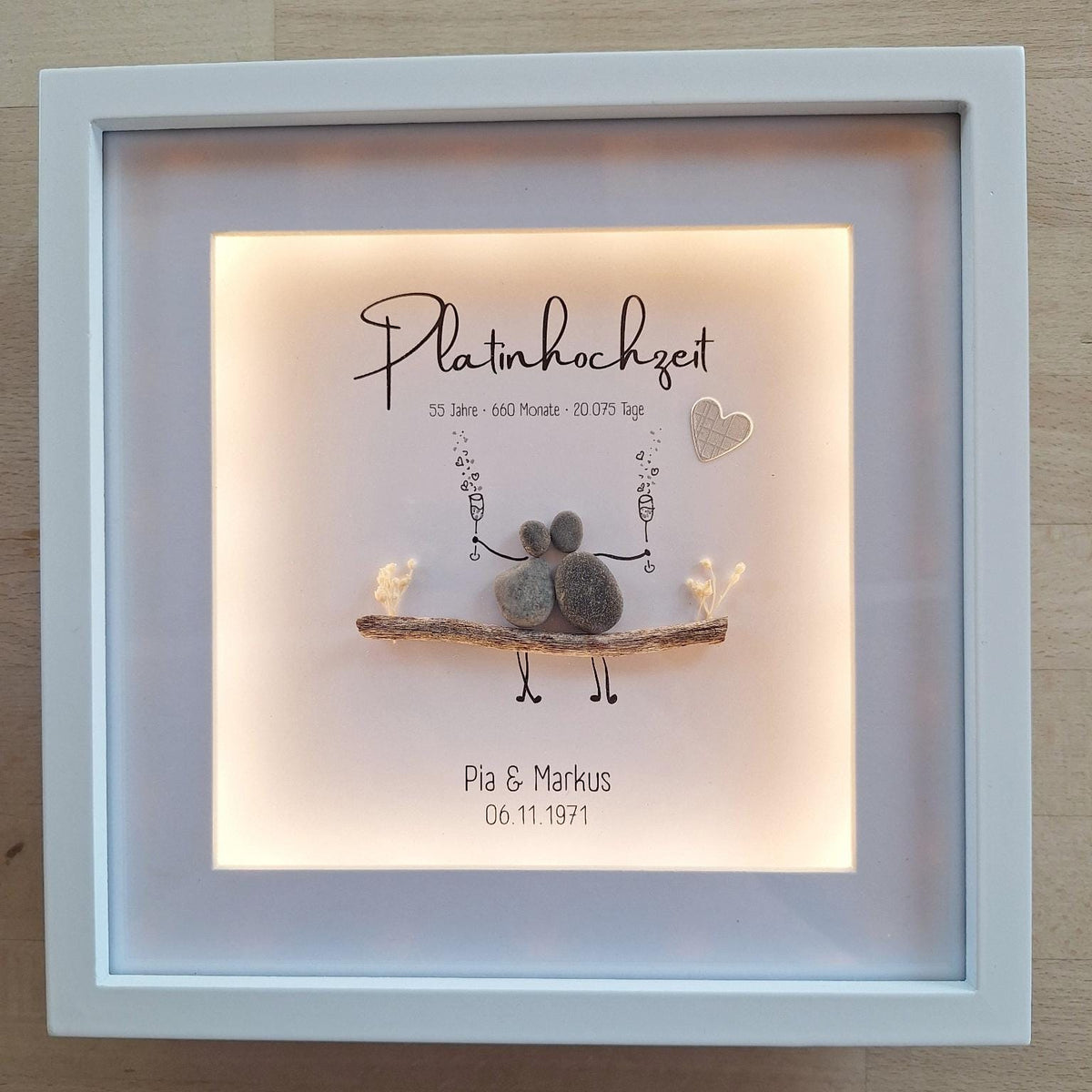 Süsses Steinbild zur Platinhochzeit – Produktansicht 1