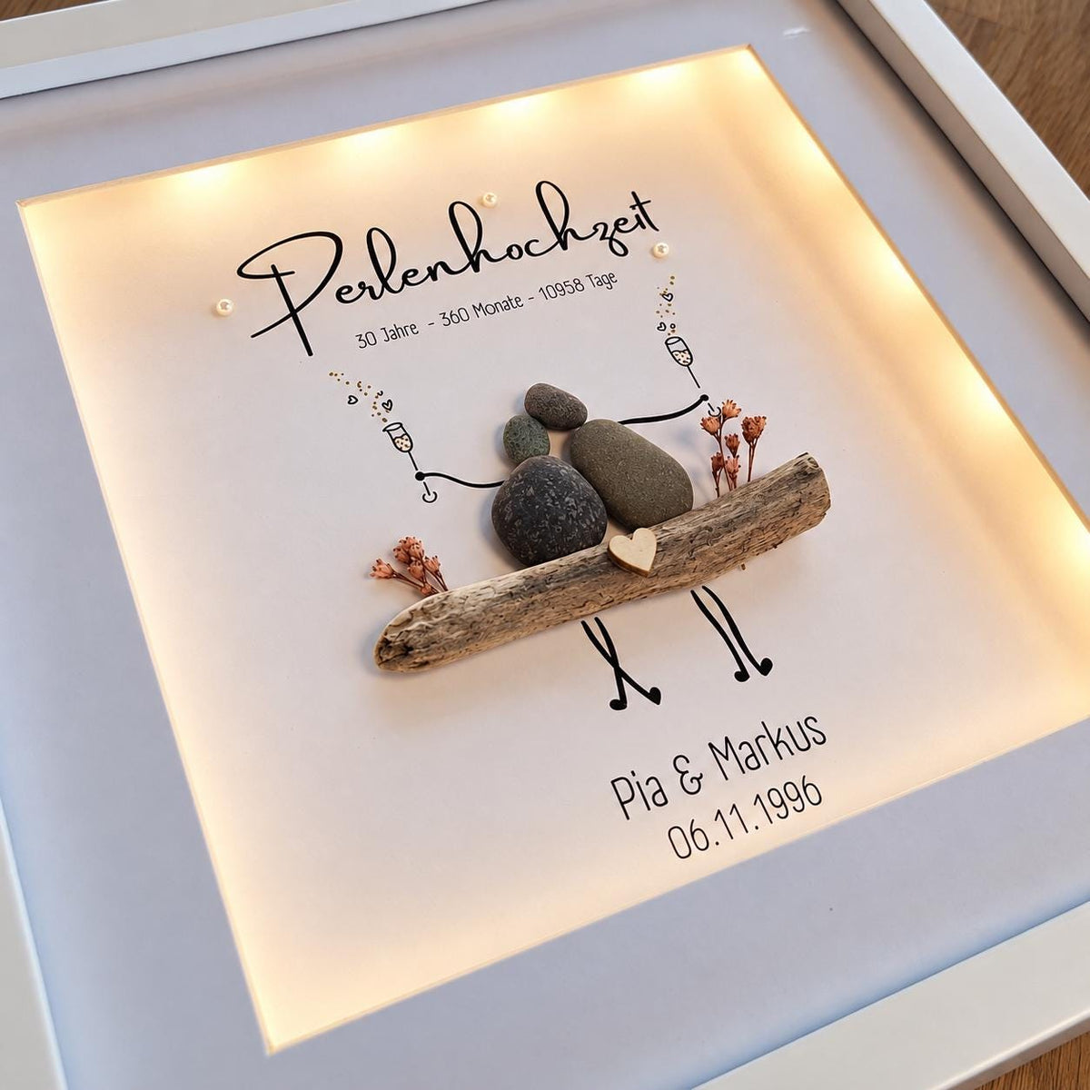 Steinbild zur Perlenhochzeit / zum 30. Hochzeitstag / Jahrestag – Produktansicht 3