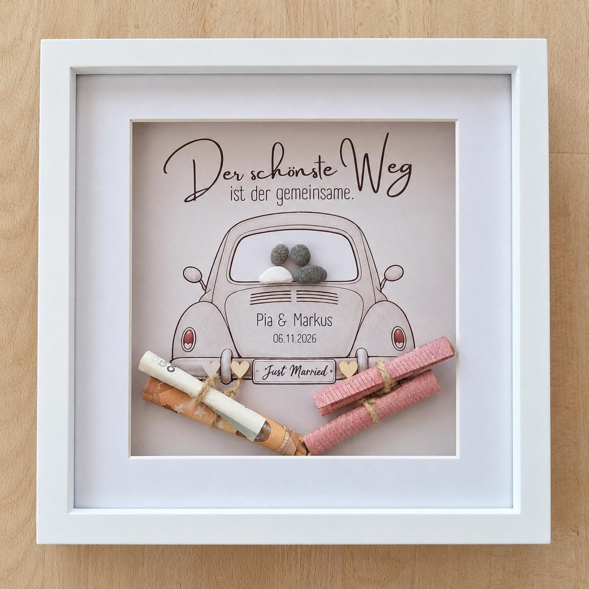 Steinbild als Geldgeschenk zur Hochzeit personalisierbar – Produktansicht 5