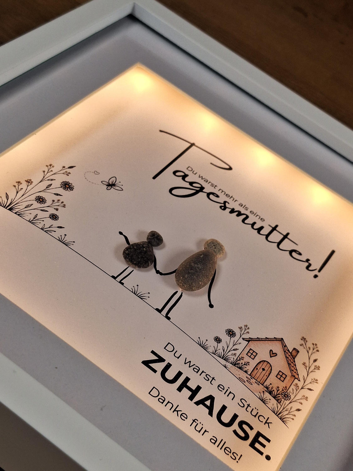 Tagesmutter – Haus – handgefertigtes Steinbild, Produktansicht 2