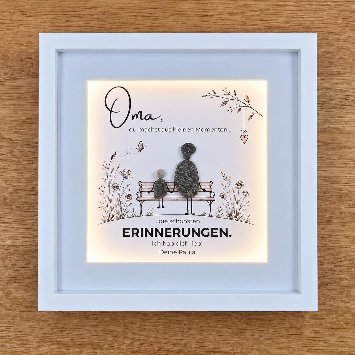 Oma – Bank – handgefertigtes Steinbild, Produktansicht 1