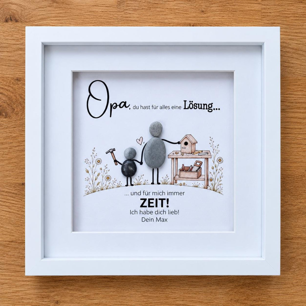 Opa – Werkbank – handgefertigtes Steinbild, Produktansicht 2