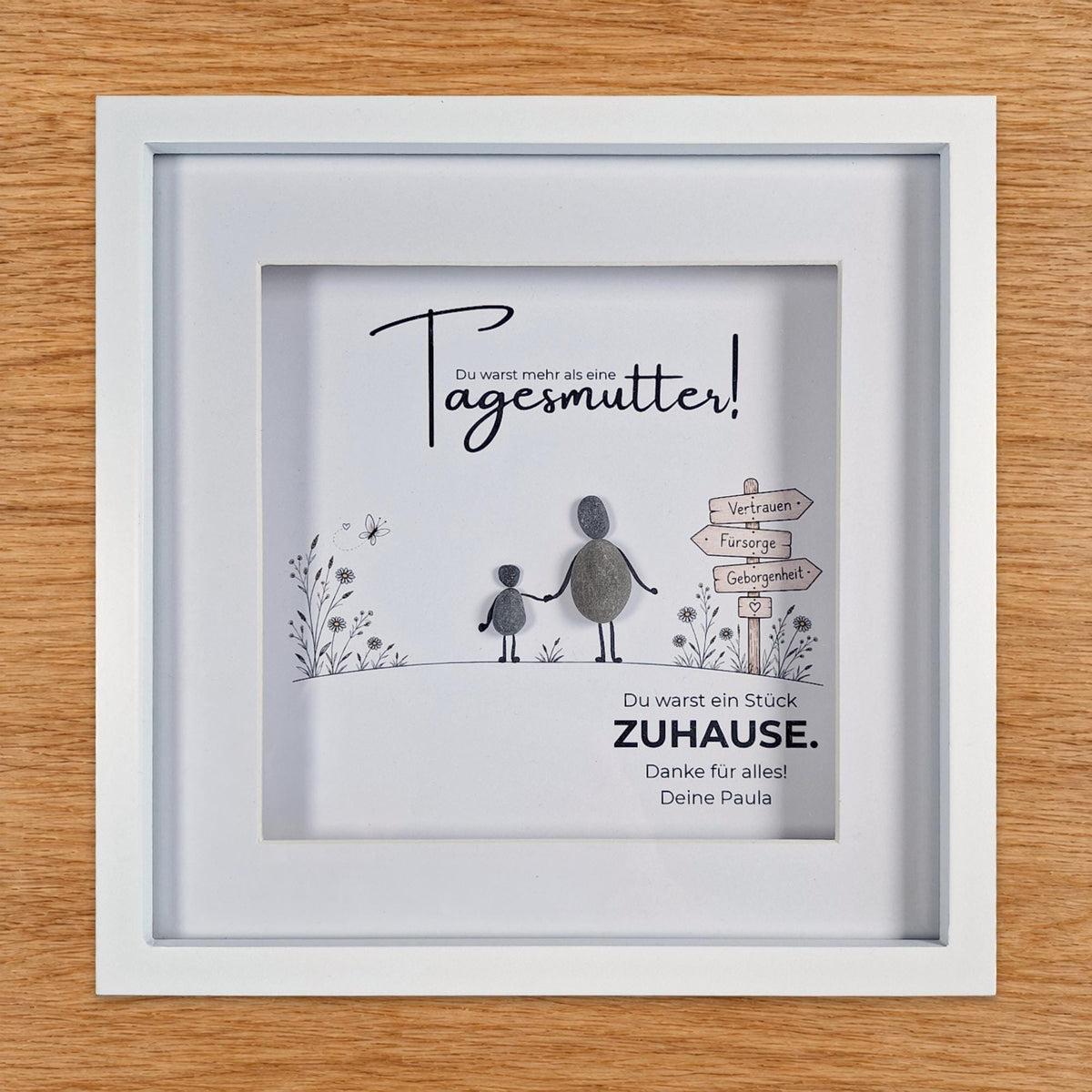 Tagesmutter – Wegweiser – handgefertigtes Steinbild, Produktansicht 2
