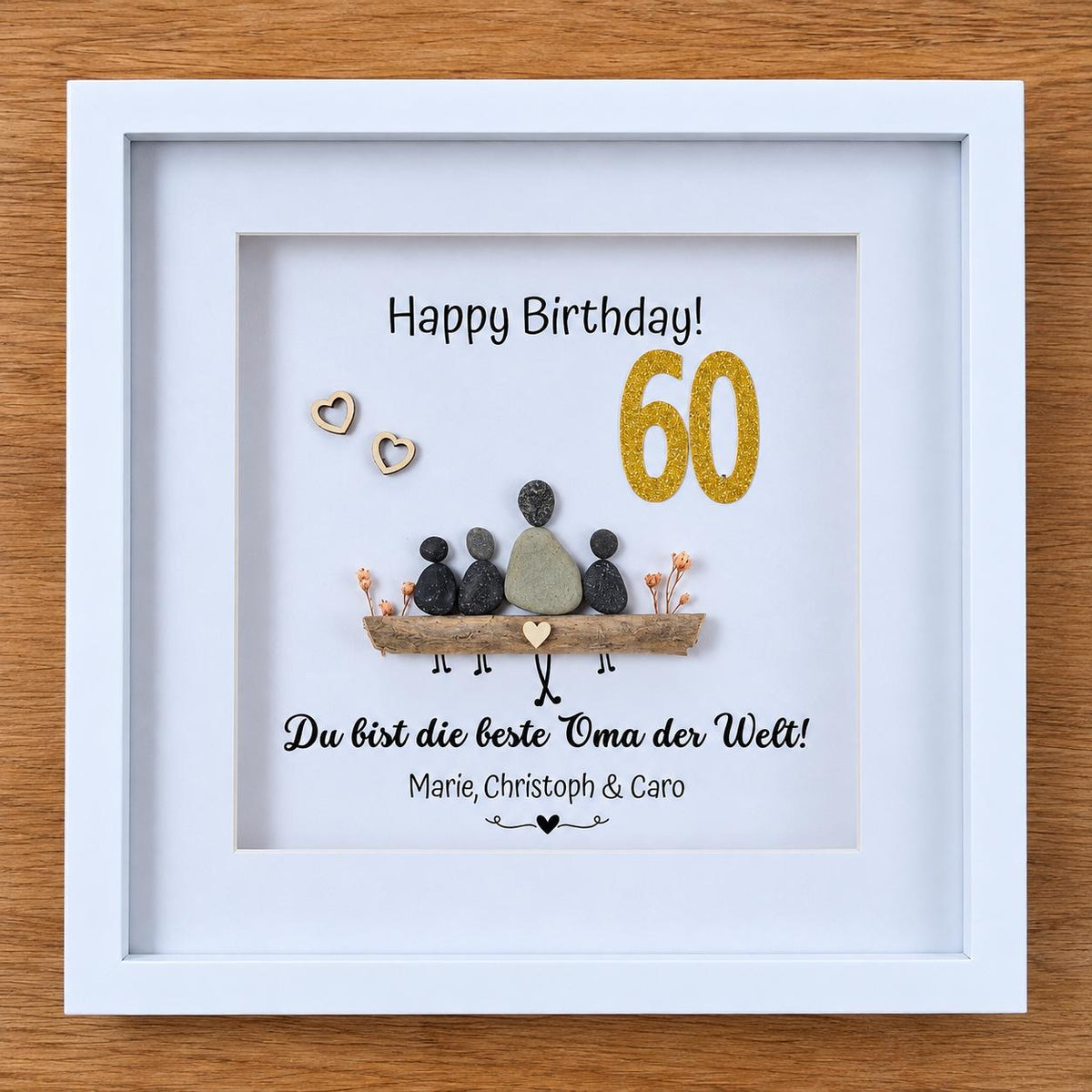 Personalisiertes Steinbild zum Geburtstag mit Wunschzahl – Geschenk für Oma, Opa, Mama, Papa usw.– bis zu 6 Figuren, Licht optional Geschenk – Produktansicht 4