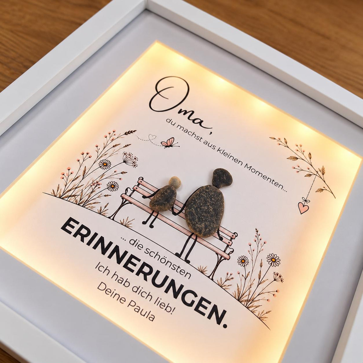 Oma – Bank – handgefertigtes Steinbild, Produktansicht 2
