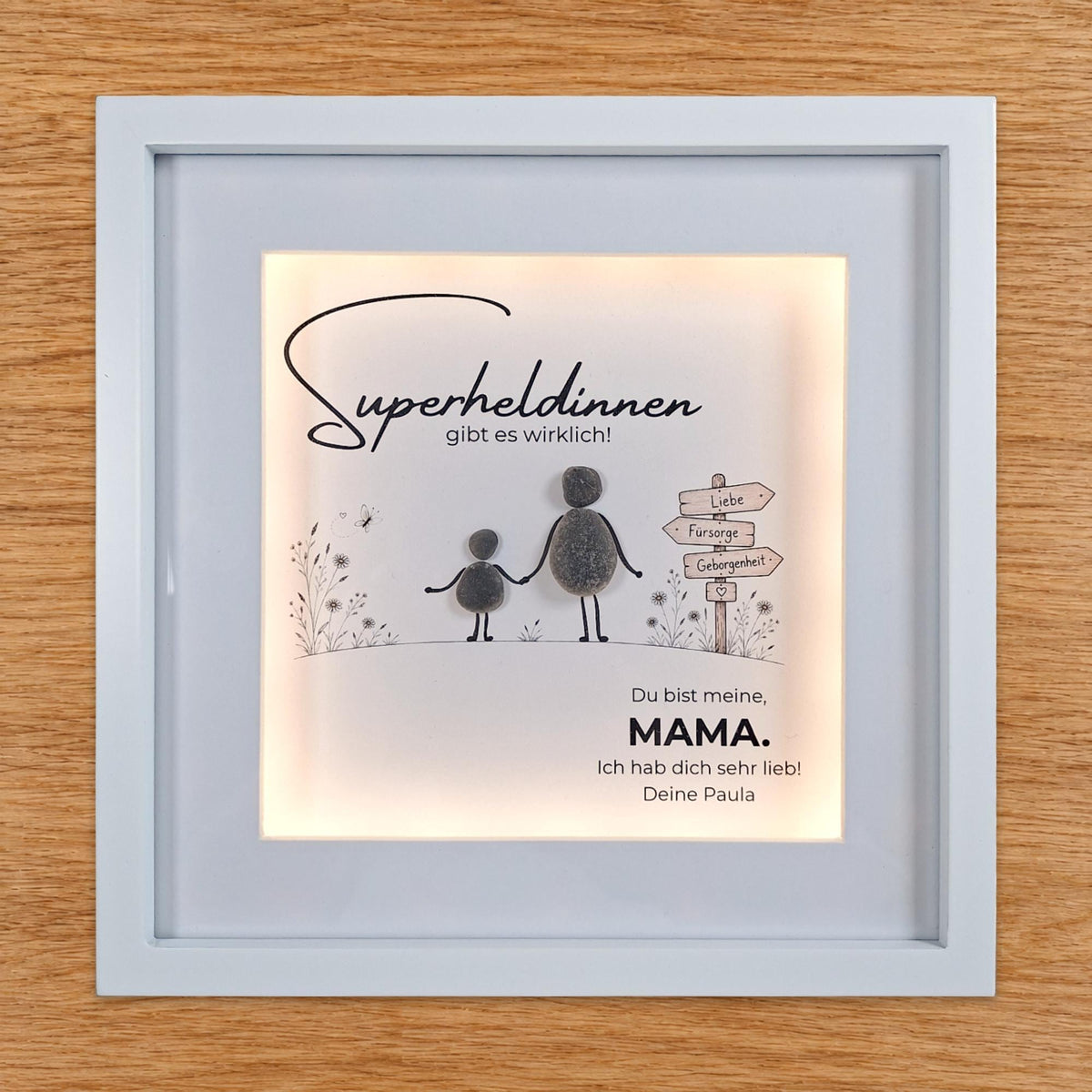 Mama – Superheldin – handgefertigtes Steinbild, Produktansicht 1
